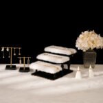 Black T Bar Earring Stand with Marble Base