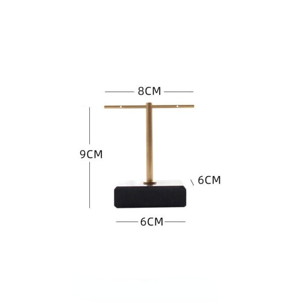 Black T Bar Earring Stand with Marble Base