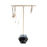 Brass T Bar Jewelry Display Stand with Marble Base for Necklace Earring 2