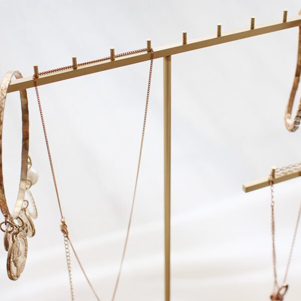 Brass T Bar Jewelry Display Stand with Marble Base for Necklace Earring 5