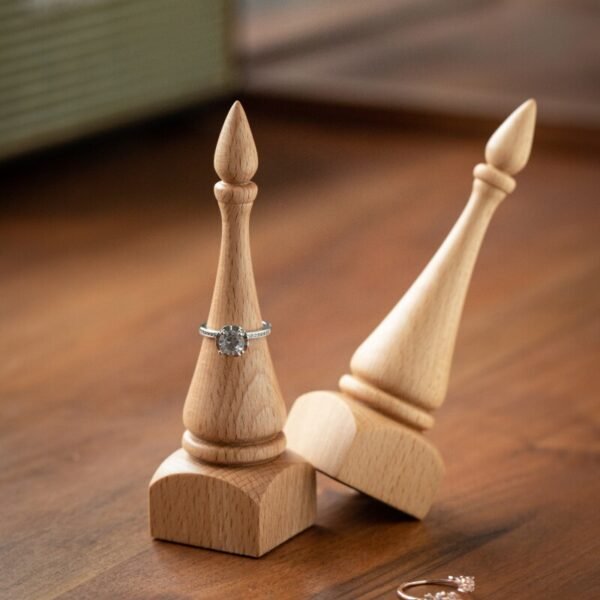 Vintage Wood Cone Ring Holder for Ring Display