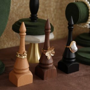 Vintage Wood Cone Ring Holder for Ring Display