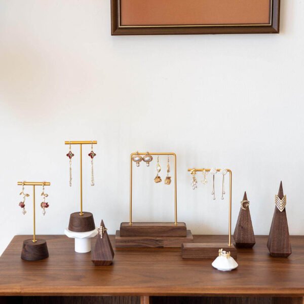 Walnut Wooden T bar Earring Display Stand 4