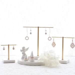 White Marble T Bar Earring Stand