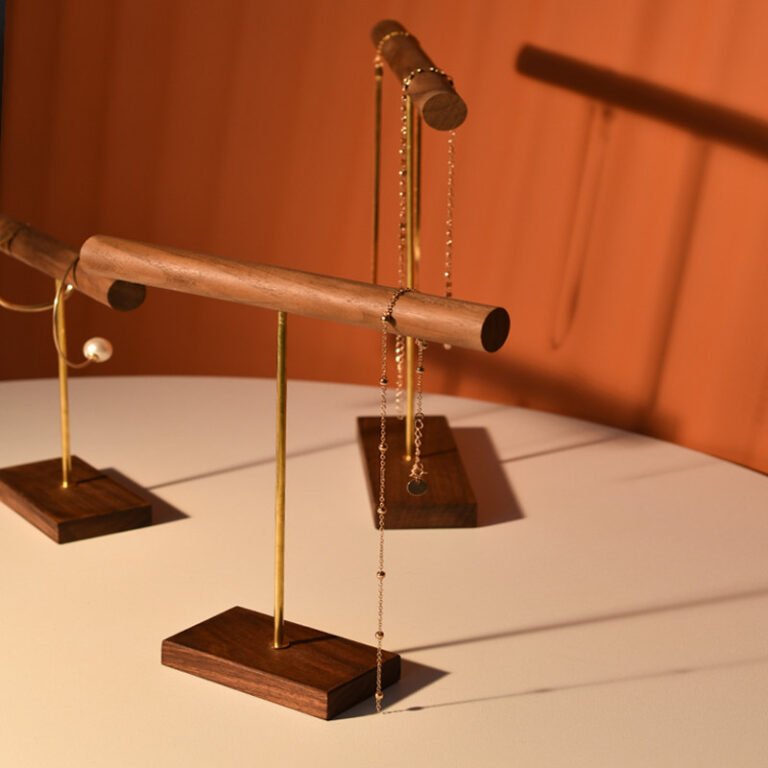 Wooden Walnut Jewelry Display Stand for Necklace Bracelet