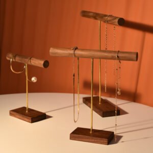 Wooden Walnut Jewelry Display Stand for Necklace Bracelet
