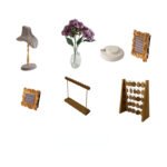 Lila Schmuck-Display-Sets aus Holz