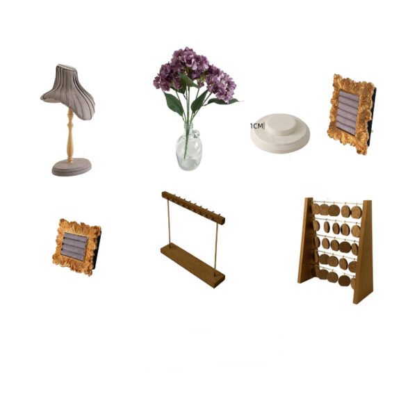 Lila Schmuck-Display-Sets aus Holz