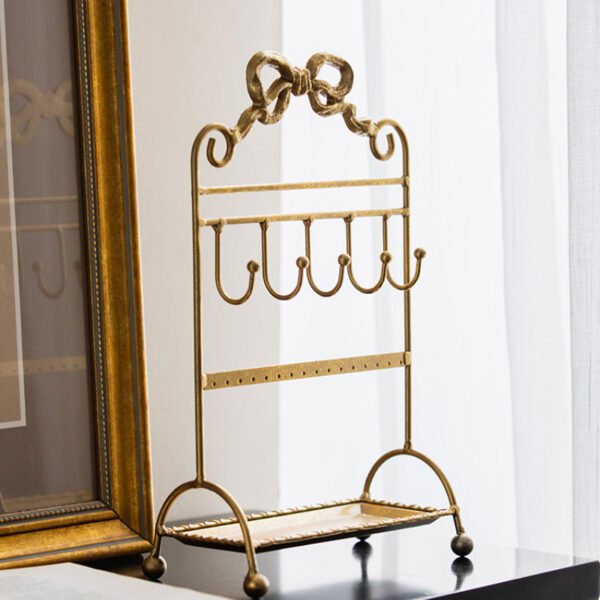 Antique Brass Jewelry Display Stand with Hooks ()