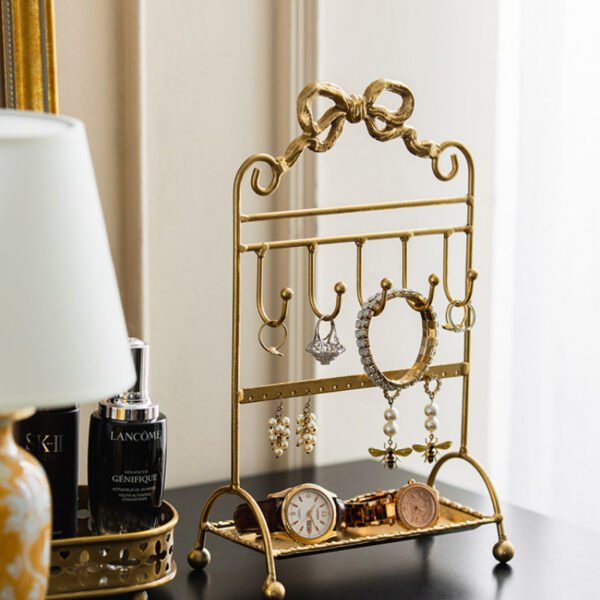 Antique Brass Jewelry Display Stand with Hooks ()