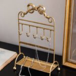 Antique Brass Jewelry Display Stand with Hooks ()