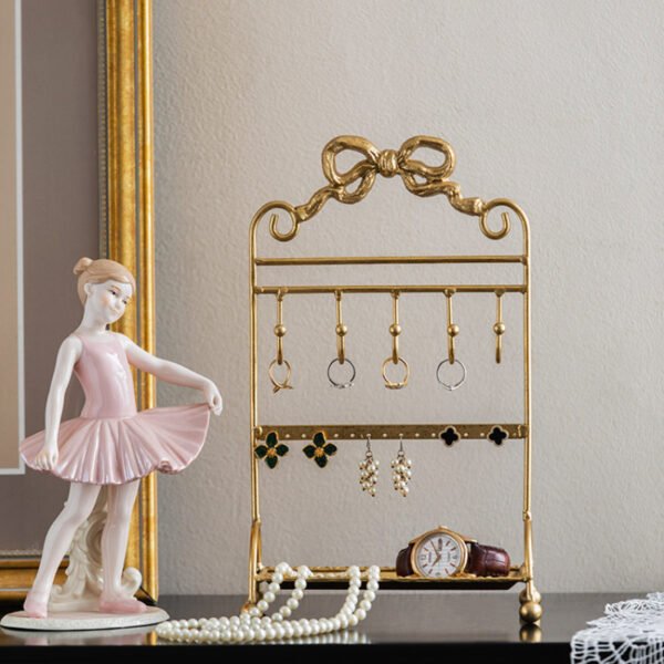 Antique Brass Jewelry Display Stand with Hooks ()