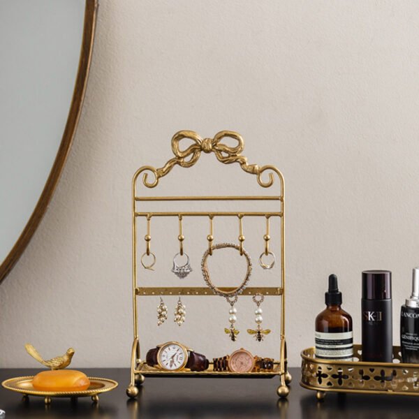 Antique Brass Jewelry Display Stand with Hooks ()
