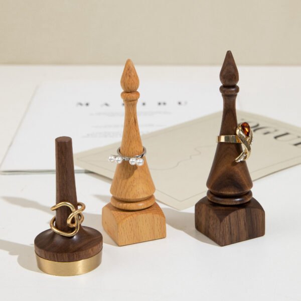 Black Walnut Wood Cone Ring Holder with Brass Base ()