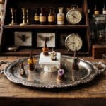 Ringkegelhalter-Set aus dunklem Walnussholz mit Messingsockel ()