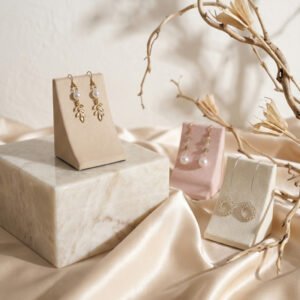 Minimalist Velvet Jewelry Display Stand for Earrings and Necklaces ()