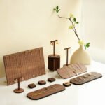 Walnut Veneer Jewelry Display Set