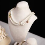 White Tall Velvet Necklace Display Bust Stand ()