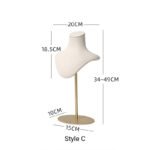 White Tall Velvet Necklace Display Bust Stand