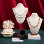 White Tall Velvet Necklace Display Bust Stand ()