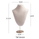 White Tall Velvet Necklace Display Bust Stand ()