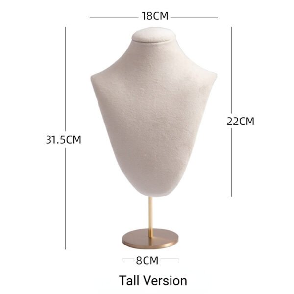 White Tall Velvet Necklace Display Bust Stand ()