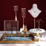 White Tall Velvet Necklace Display Bust Stand ()