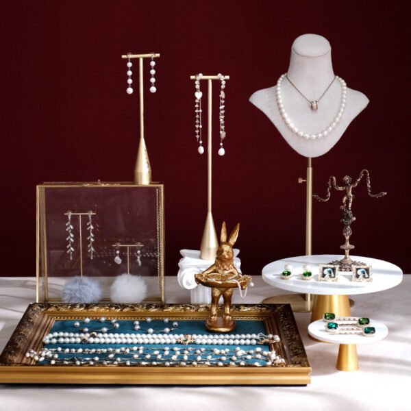 White Tall Velvet Necklace Display Bust Stand ()