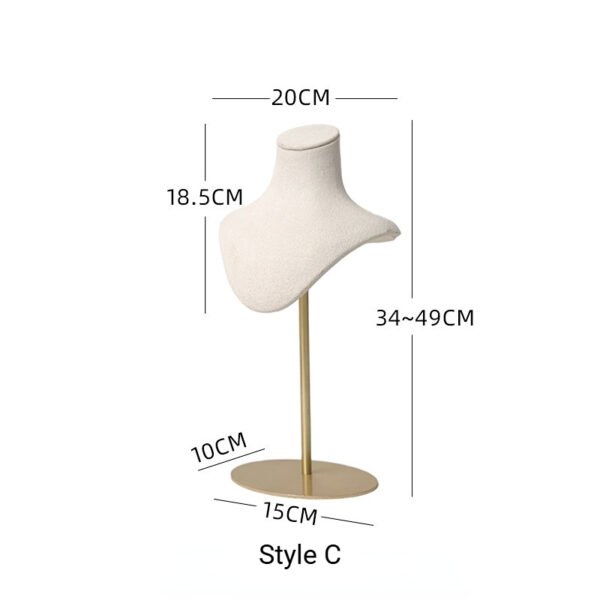 White Tall Velvet Necklace Display Bust Stand