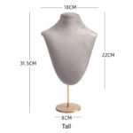 Gray Velvet Necklace Display Bust Stand ()