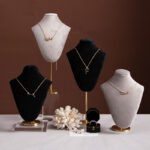 Gray Velvet Necklace Display Bust Stand ()