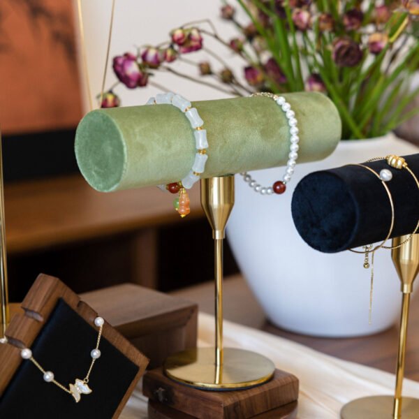 Green Tall T Bar Necklace and Bracelet Display Stand ()