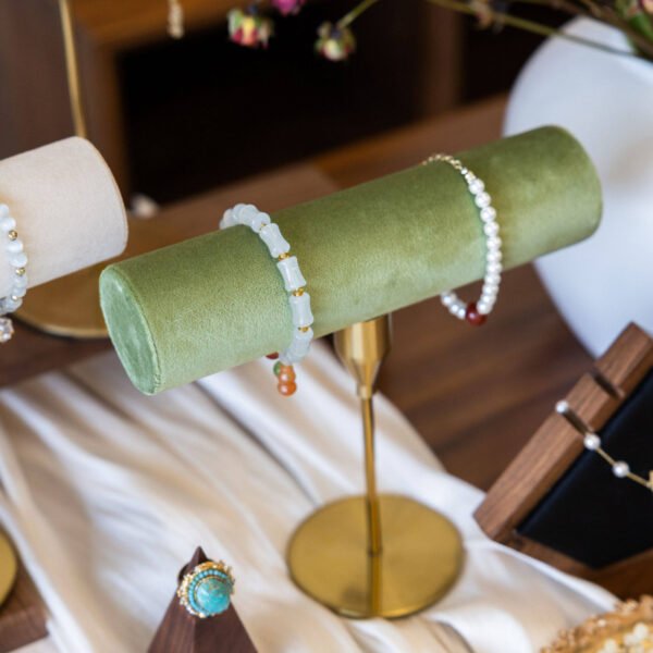 Green Tall T Bar Necklace and Bracelet Display Stand ()