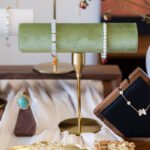 Green Tall T Bar Necklace and Bracelet Display Stand ()