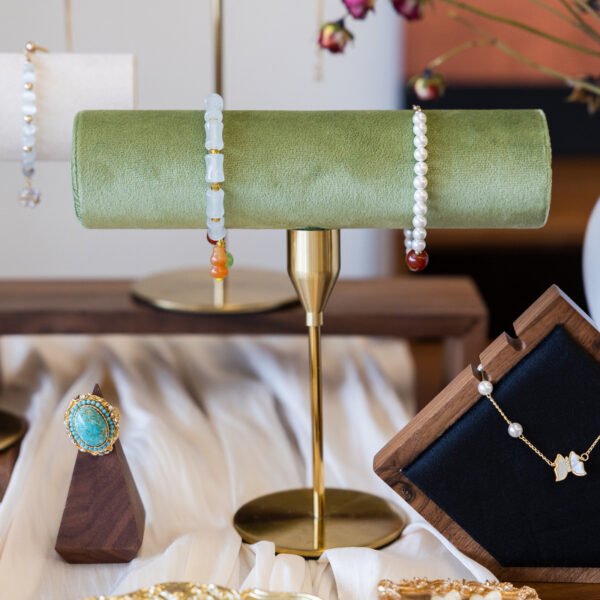 Green Tall T Bar Necklace and Bracelet Display Stand ()