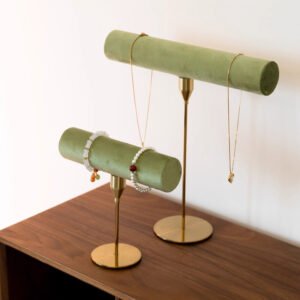 Green Tall T Bar Necklace and Bracelet Display Stand ()