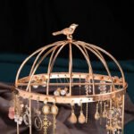 Großer Vintage-Halsketten- und Ohrring-Präsentationsständer aus Metall ()