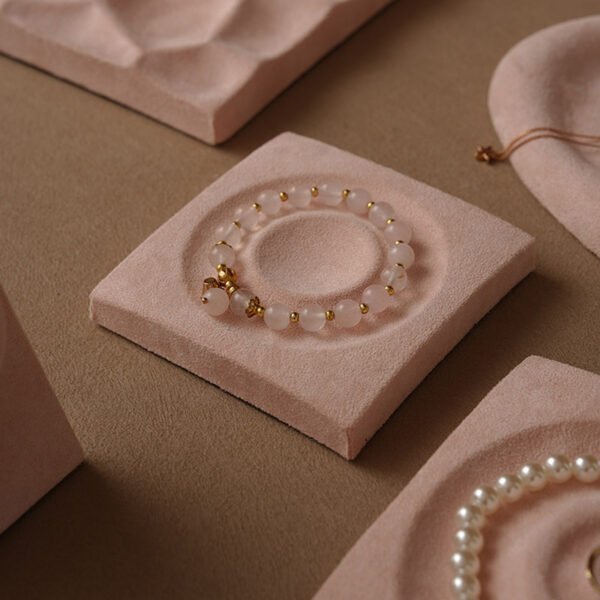 Rosa Samt-Schmuck-Display-Tablett für Ring, Halskette und Armband ()