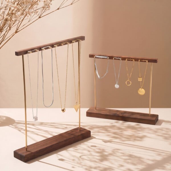 Wooden Multiple Necklace and Bracelet Display Stand with Hooks ()