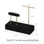 black velvet t bar earring and ring display stand