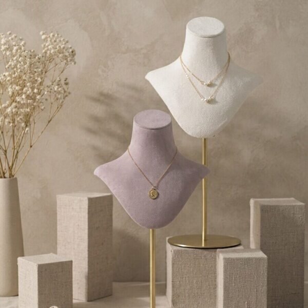 Adjustable Velvet Necklace Bust Display Stand ()
