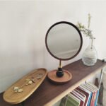 Small Vintage Wooden Tabletop Vanity Decorative Mirror ()