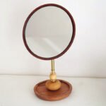 Small Vintage Wooden Tabletop Vanity Decorative Mirror ()