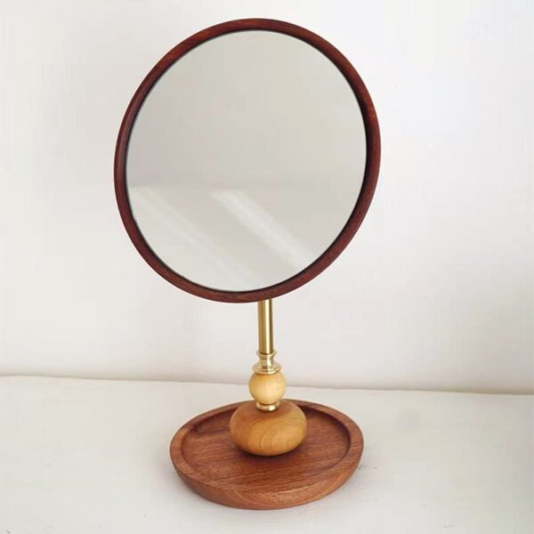 Small Vintage Wooden Tabletop Vanity Decorative Mirror ()