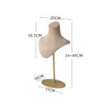 beige Adjustable Velvet Necklace Bust Display Stand