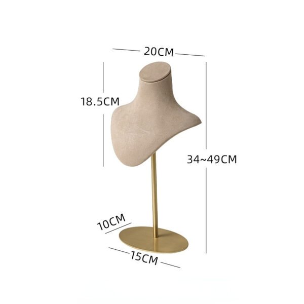 beige Adjustable Velvet Necklace Bust Display Stand