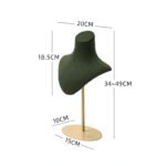 forest green Adjustable Velvet Necklace Bust Display Stand