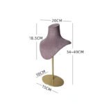 purple Adjustable Velvet Necklace Bust Display Stand